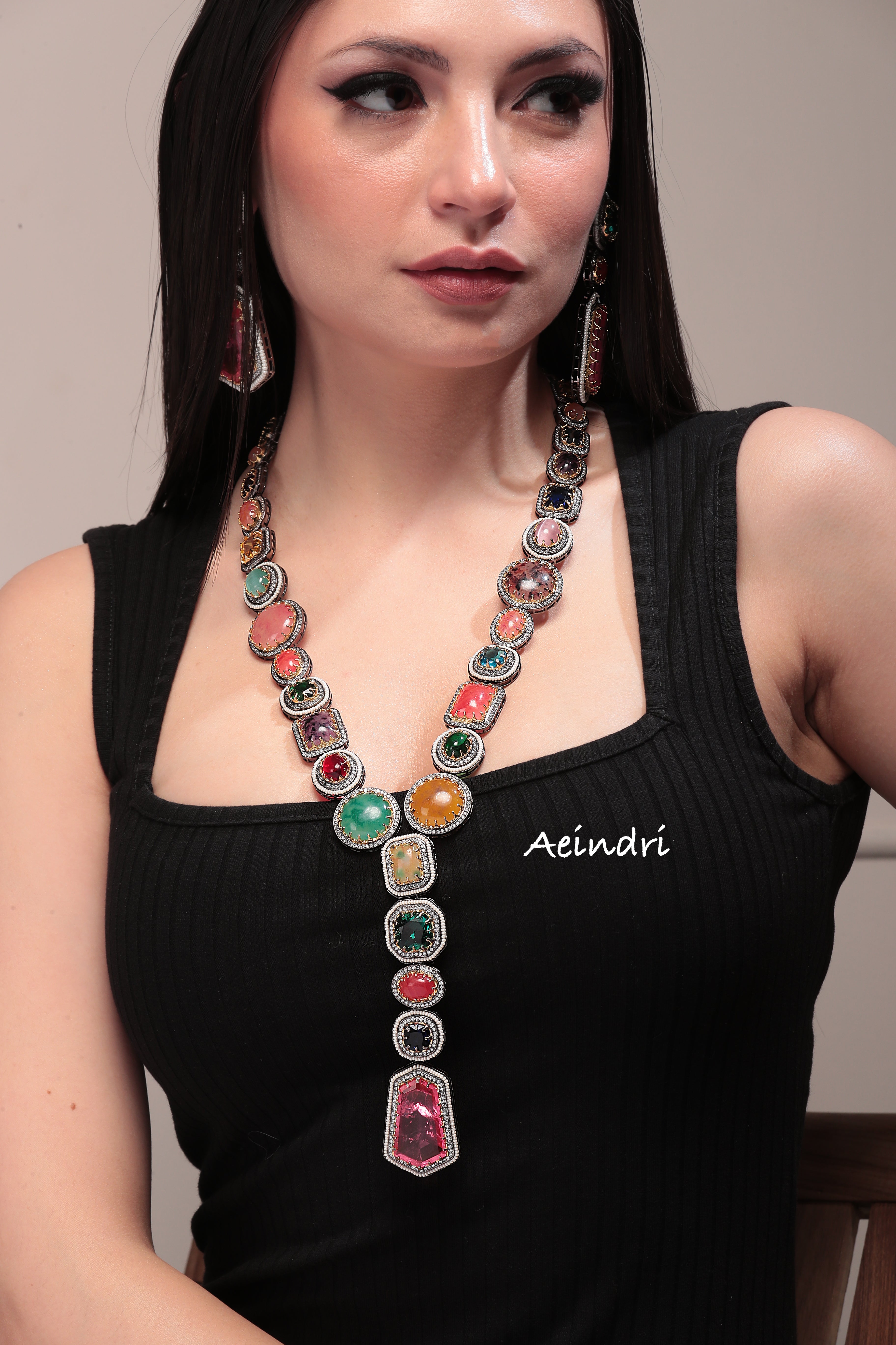 Aeindri Luxurious Emerald Long Set