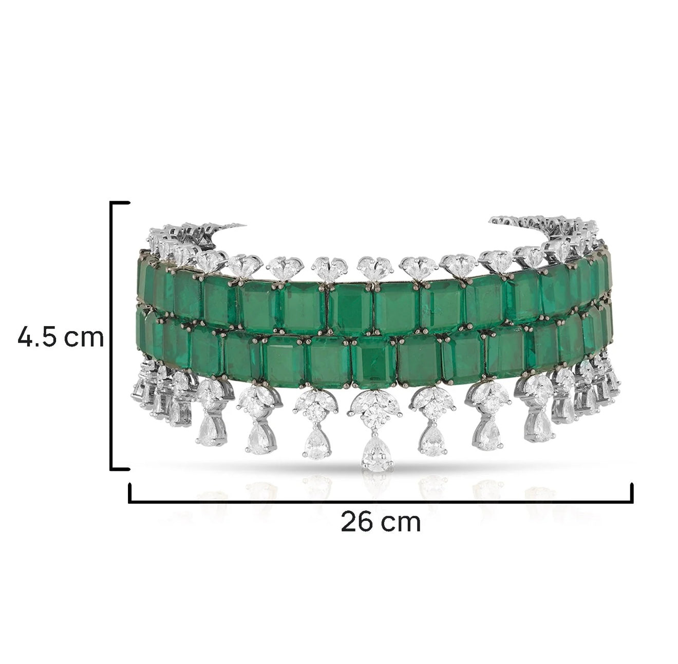 This is a regal emerald and diamond choker necklace.