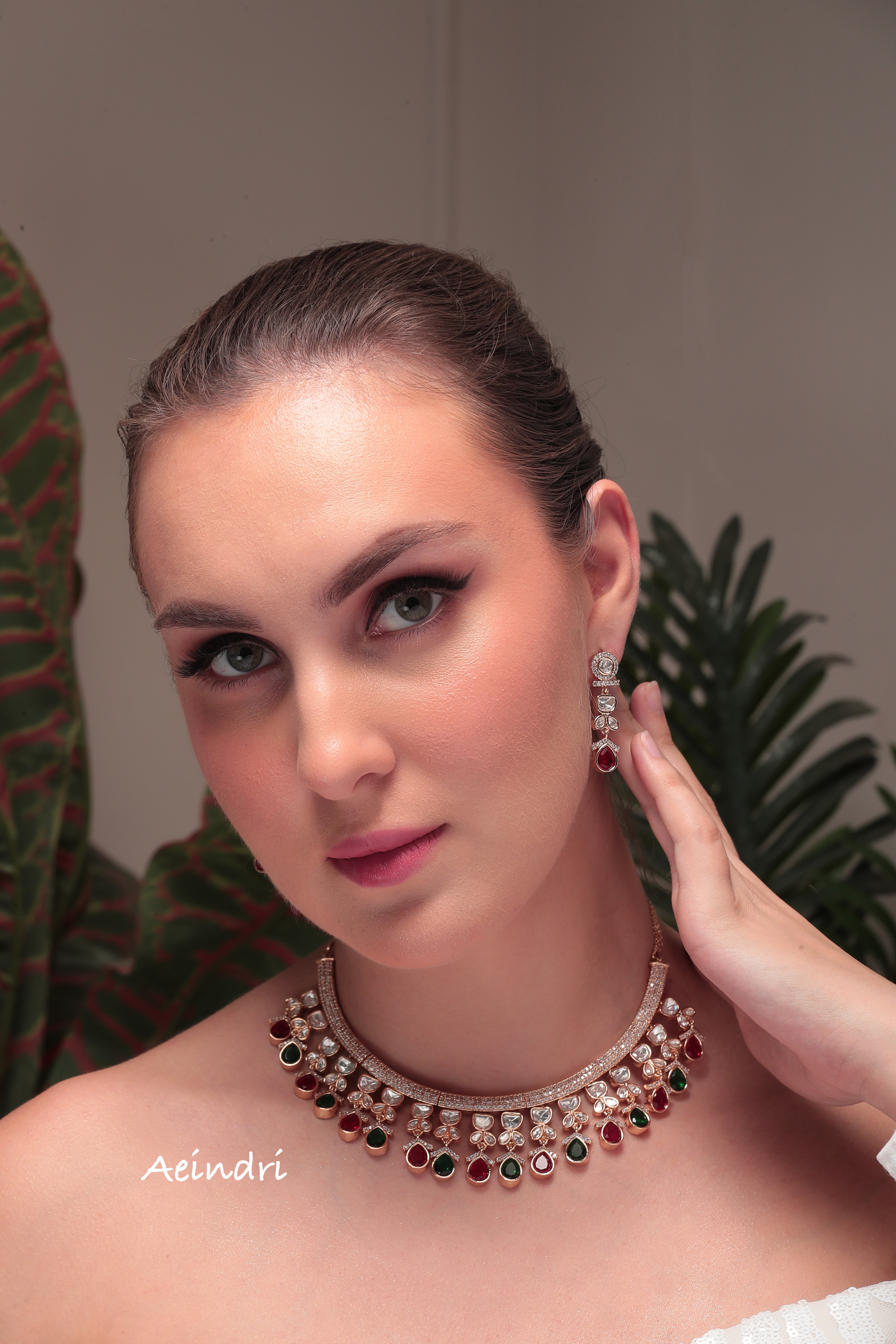 Aeindri Regal Ruby & Emerald Choker Set