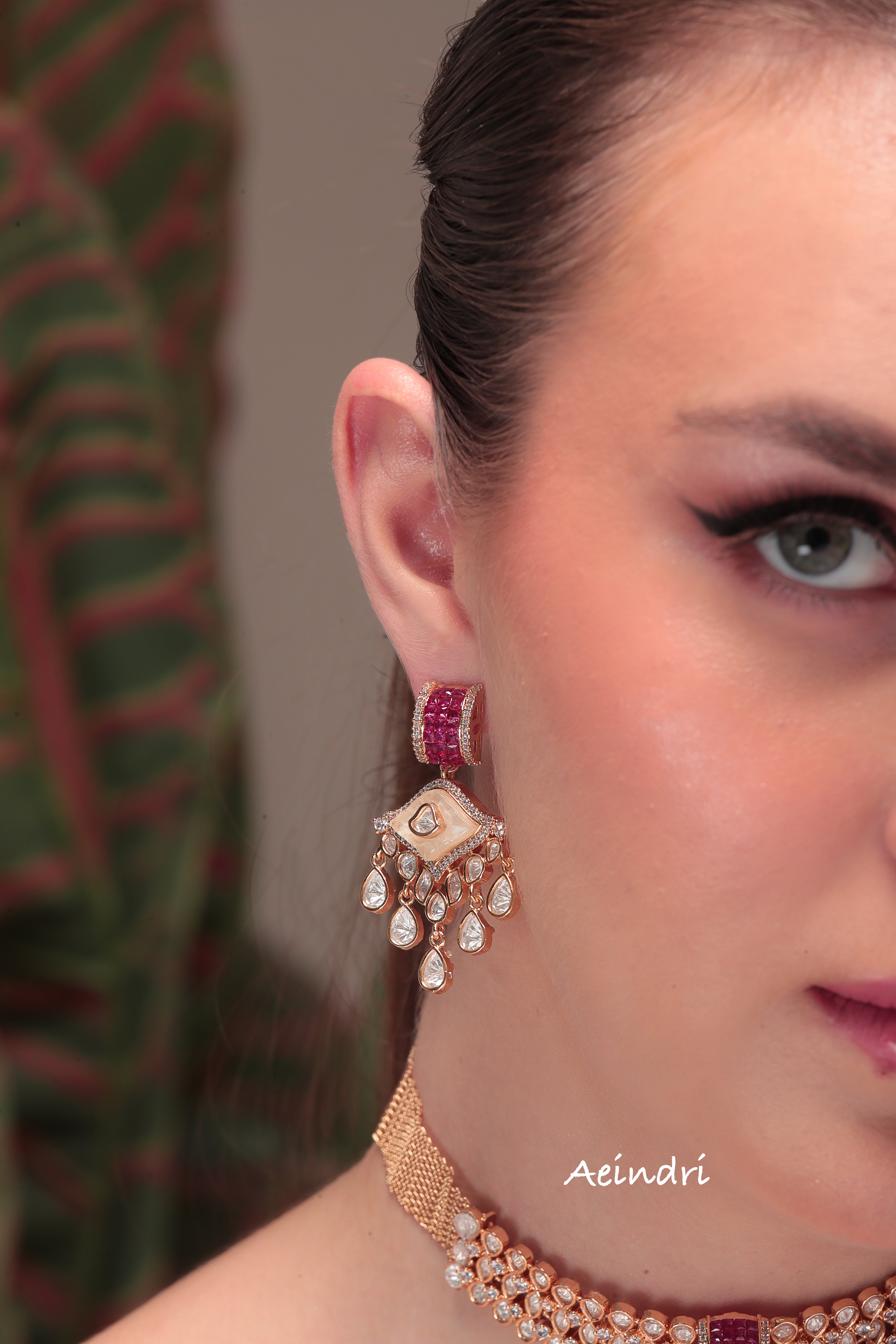 Aeindri Royal Square Pearl Drop Choker Set