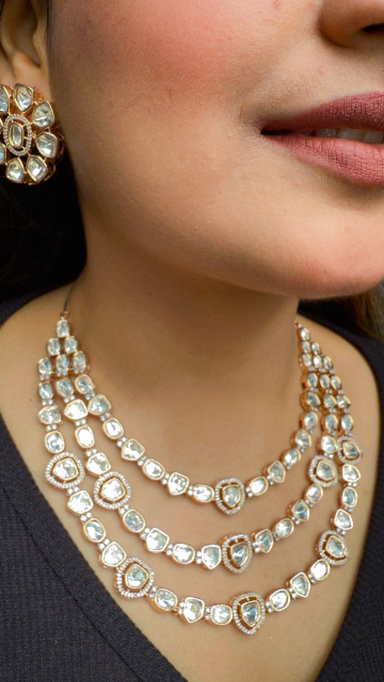 Layered necklace set with Earrings