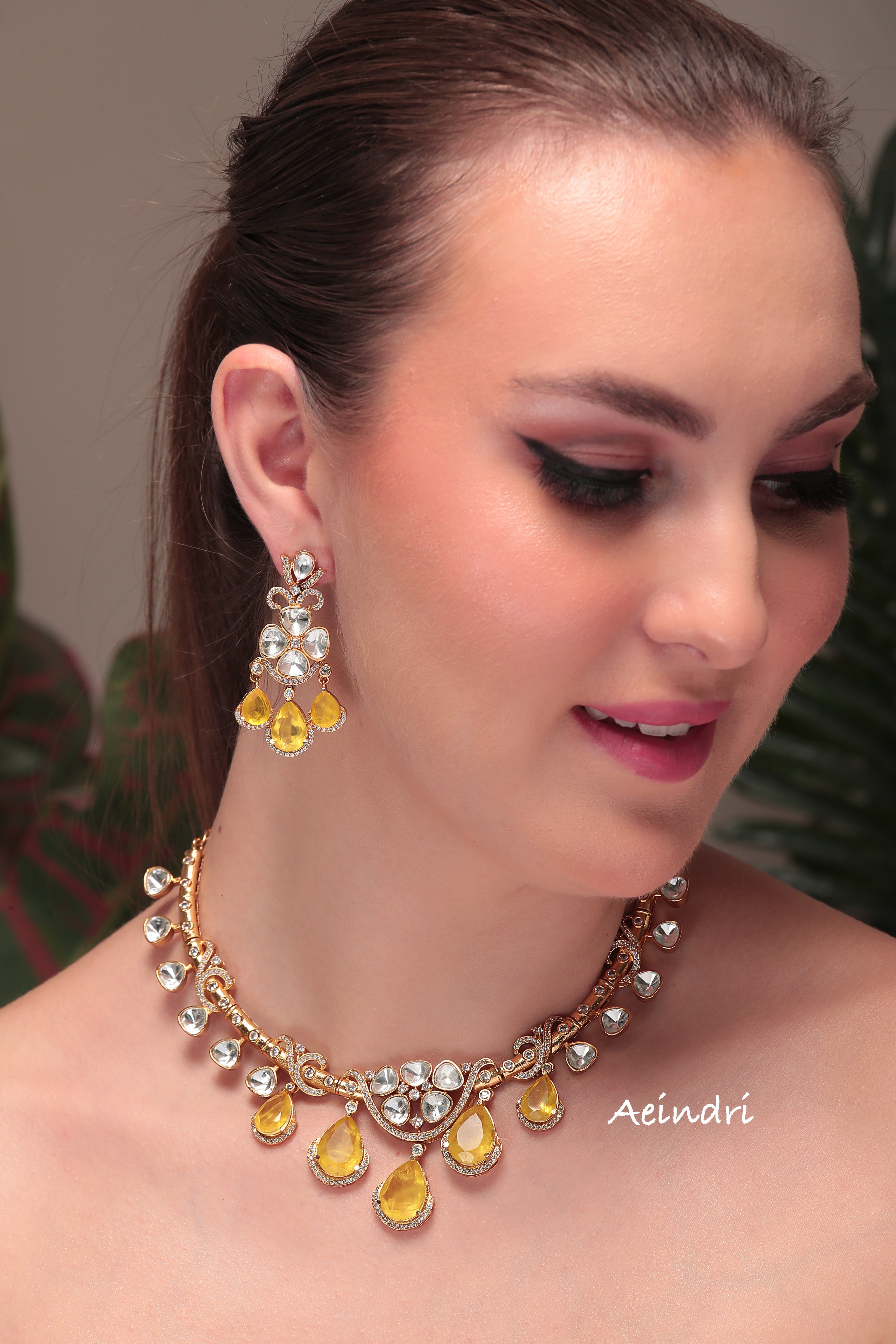 Royal Kundan with Yellow Gem Drops