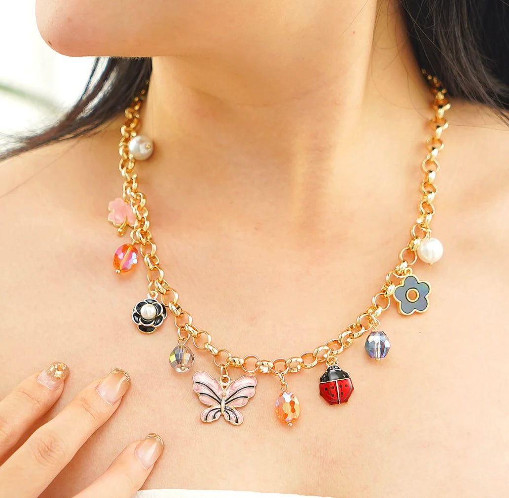 Spring Nature inspired Charm Necklace