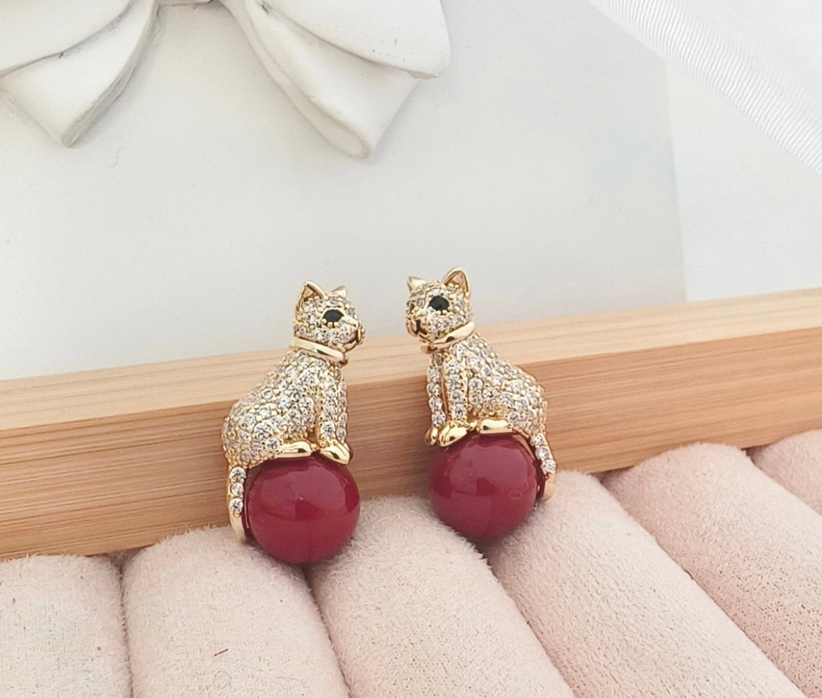 Playful Elegance Cat Motif Earrings