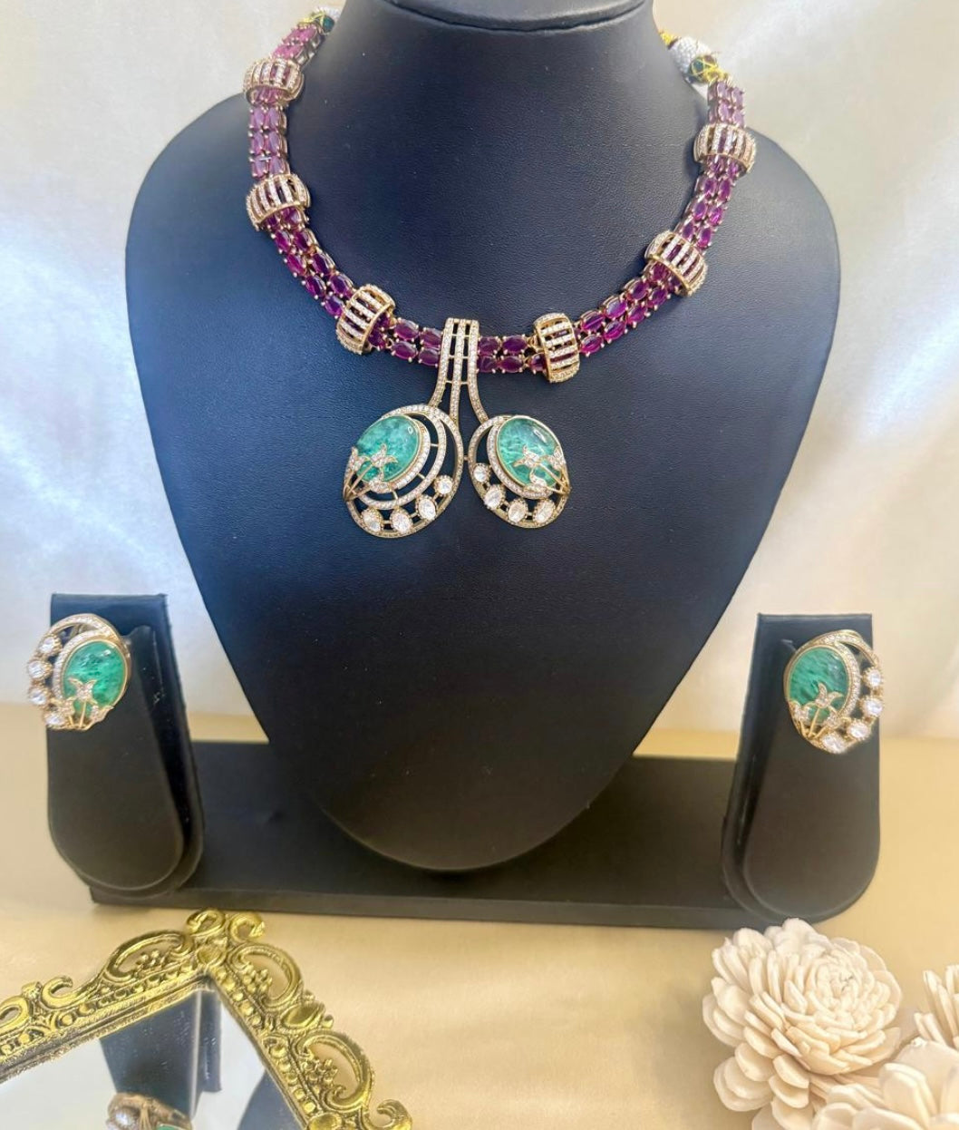 Necklace Set - Magenta & Mint