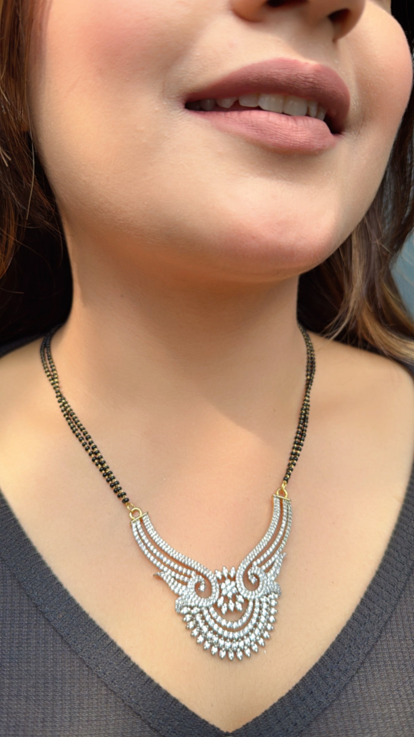 DIAMOND LOOK ELEGANT AMERICAN DIAMOND MANGALSUTRA