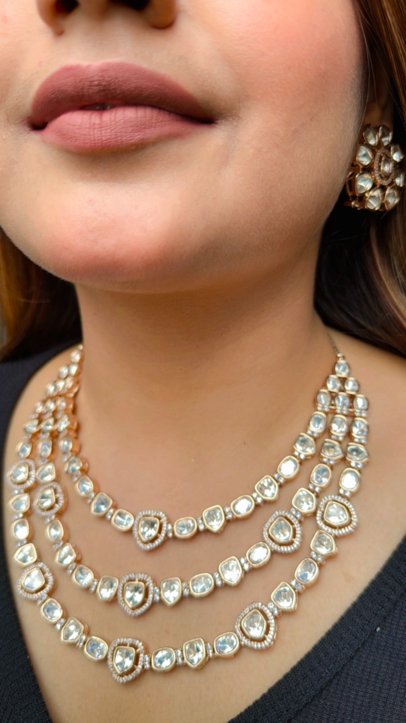 Layered necklace set with Earrings