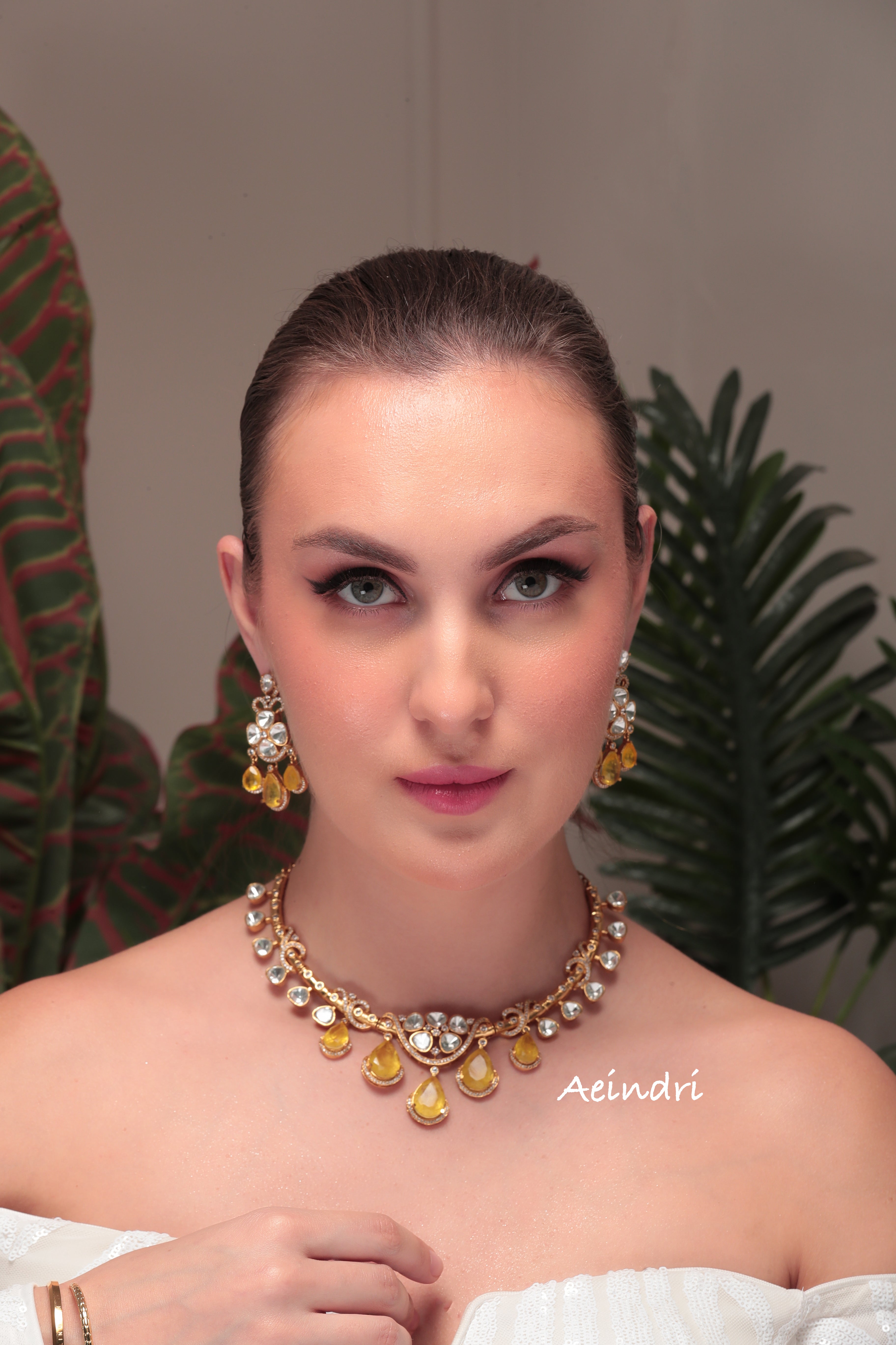 Royal Kundan with Yellow Gem Drops