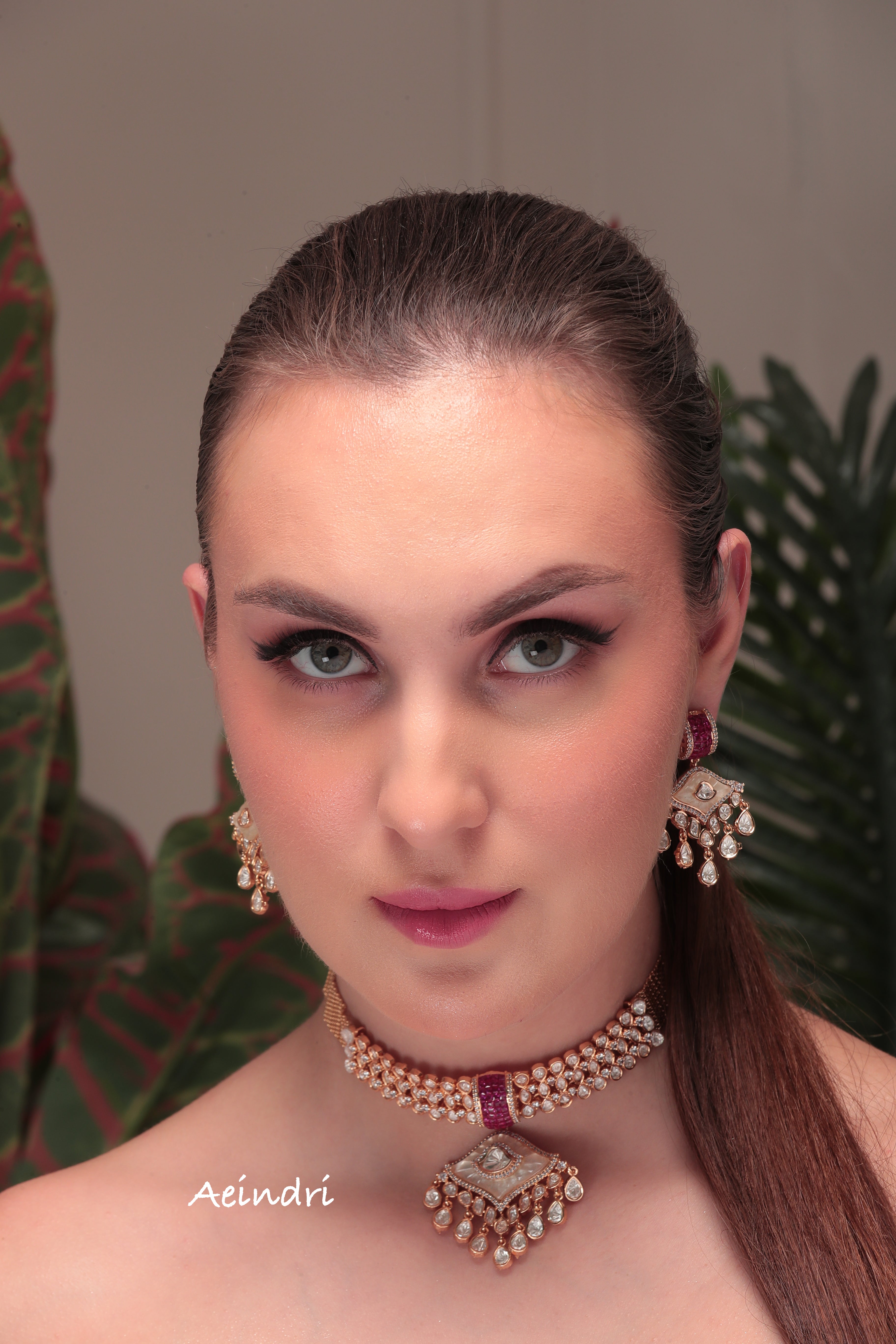 Aeindri Royal Square Pearl Drop Choker Set