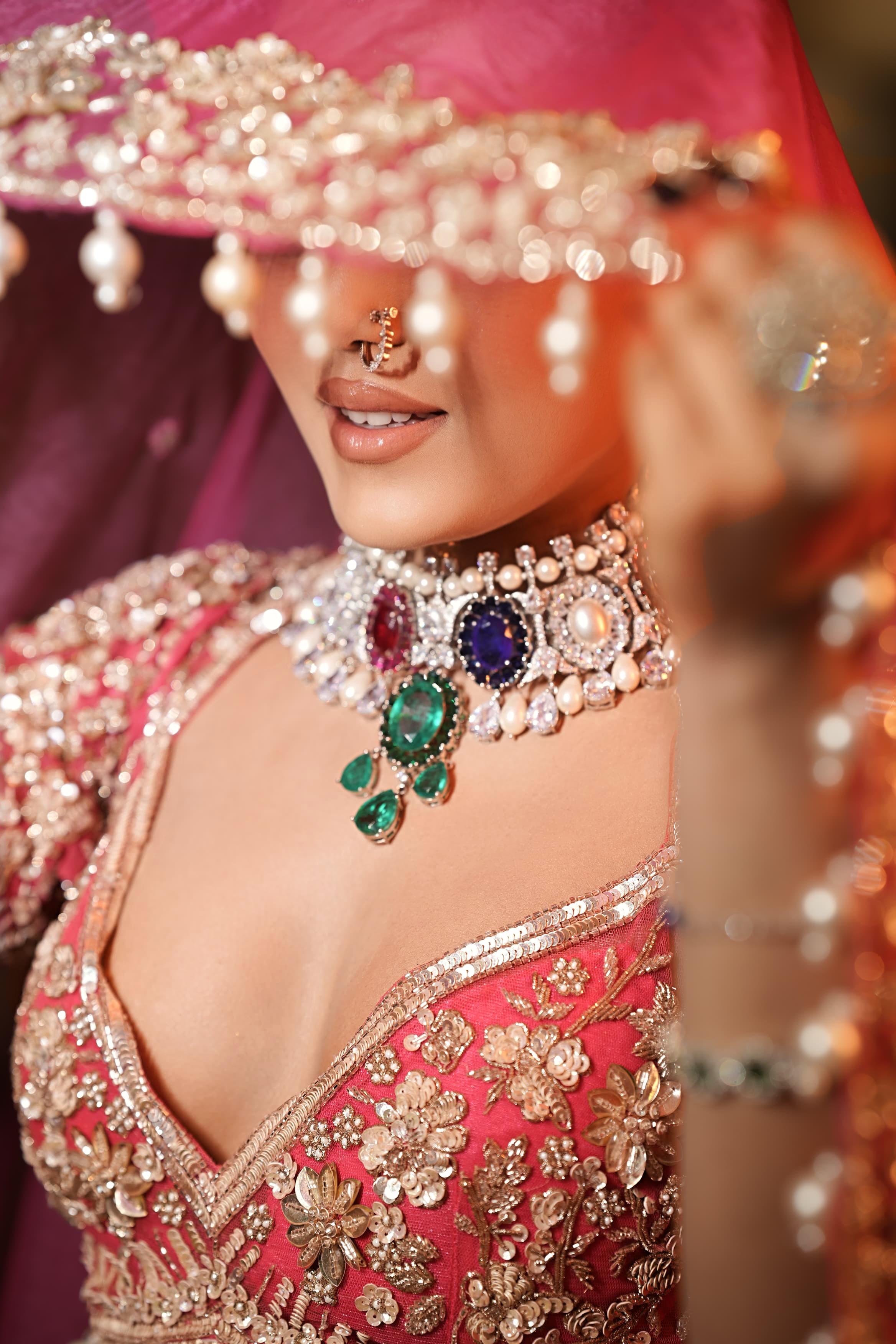 Aeindri Maharani Multicolor Bridal Choker Necklace