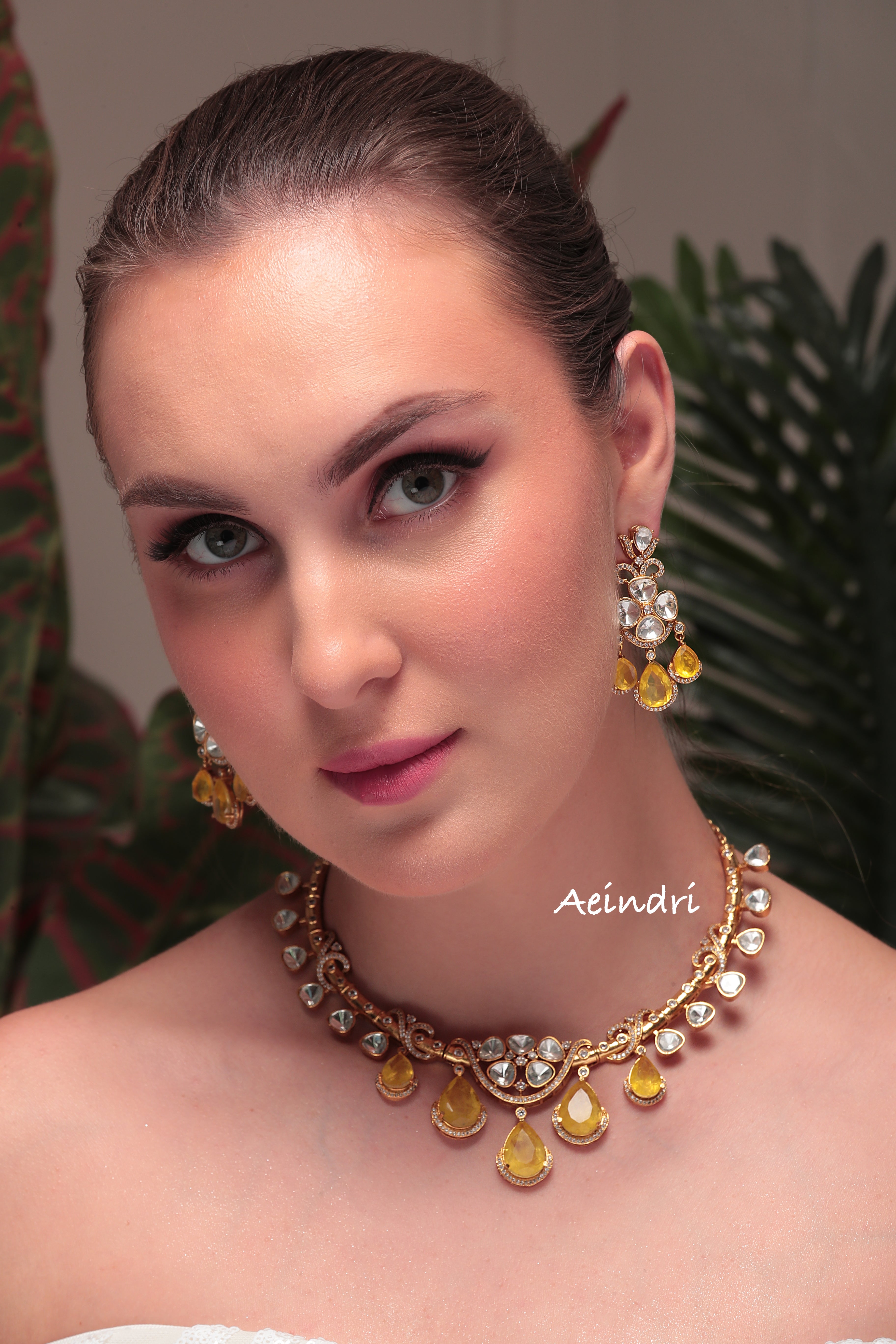 Royal Kundan with Yellow Gem Drops