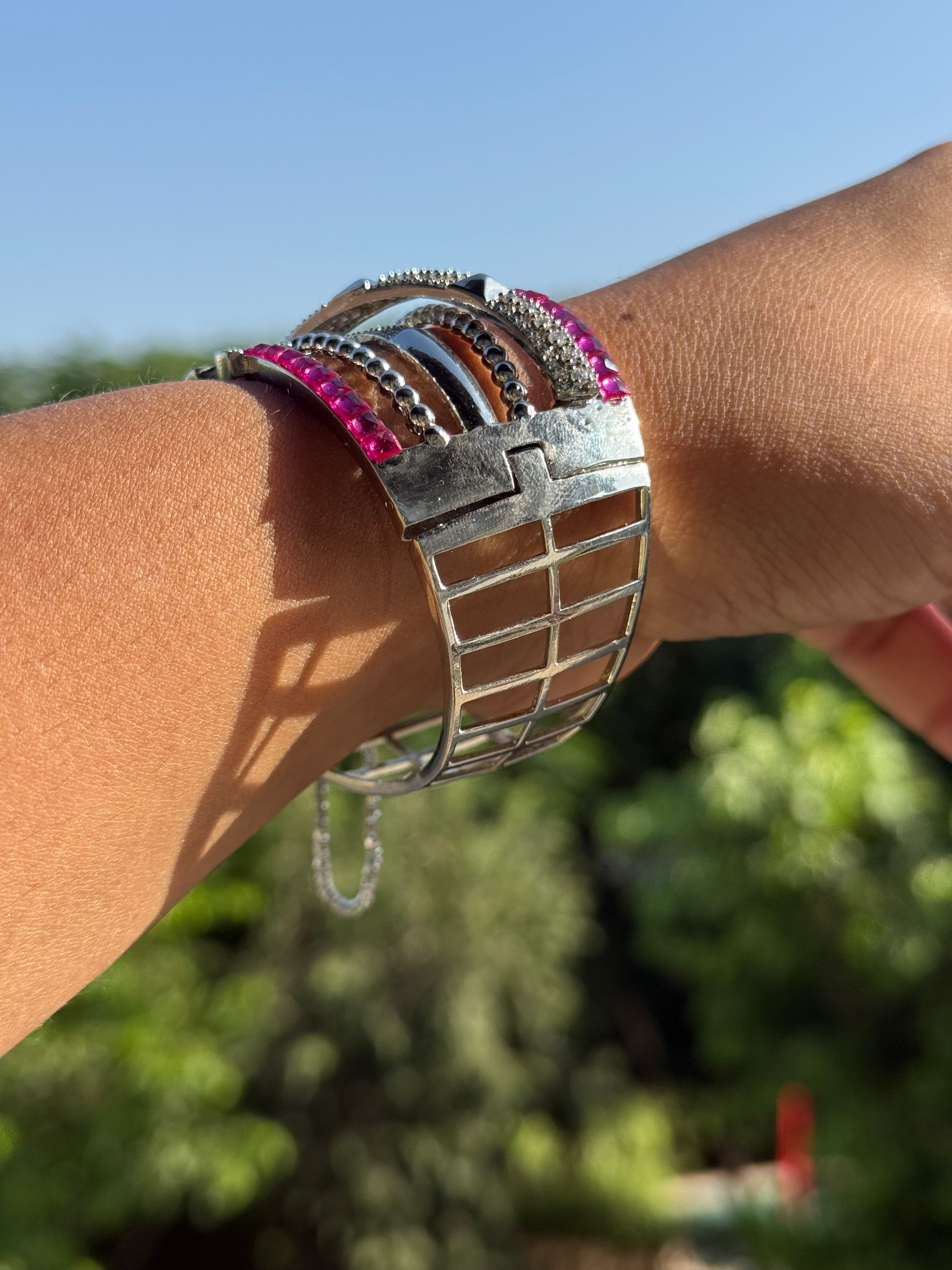 Pink sliver plated bangle