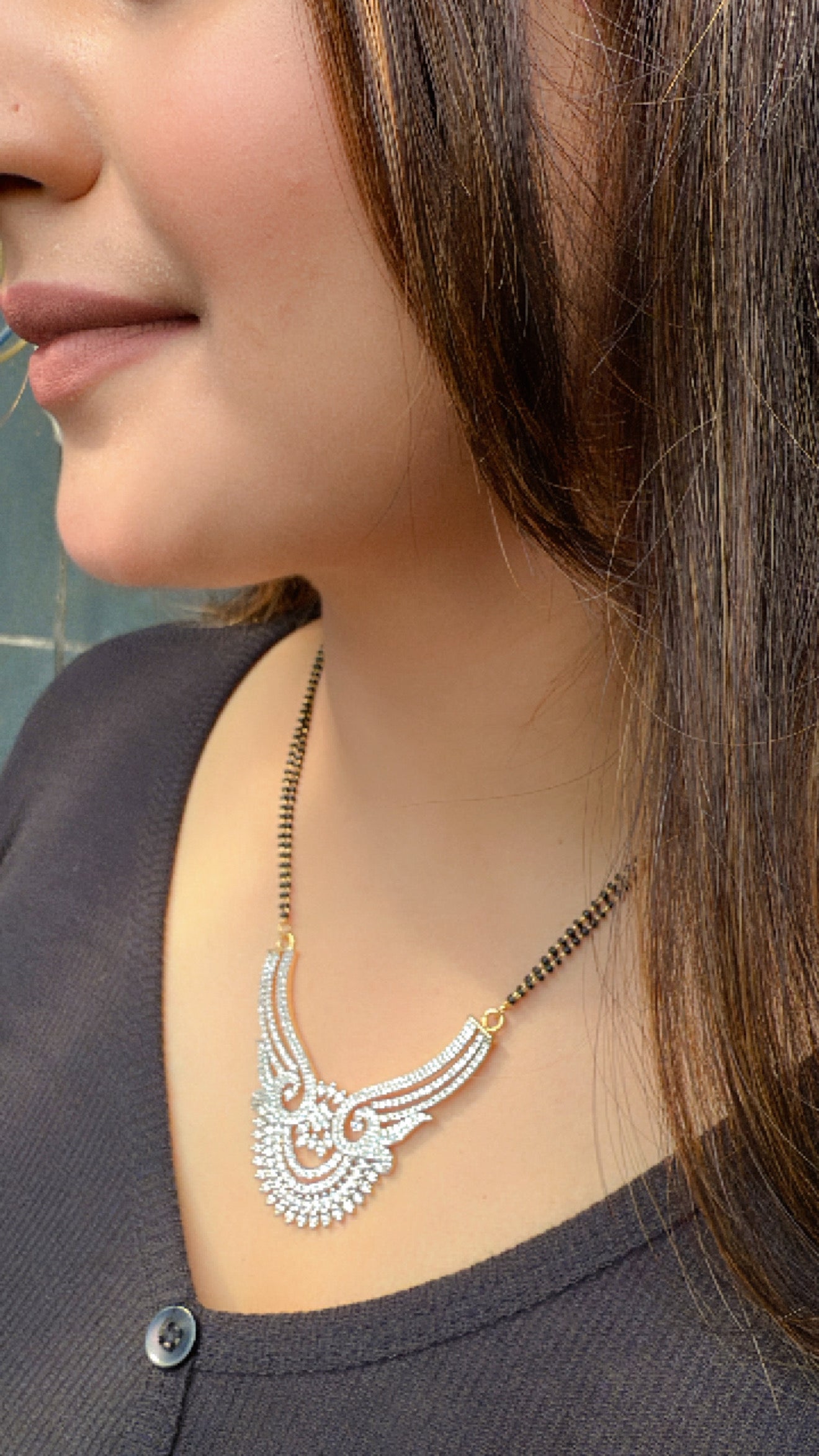 DIAMOND LOOK ELEGANT AMERICAN DIAMOND MANGALSUTRA