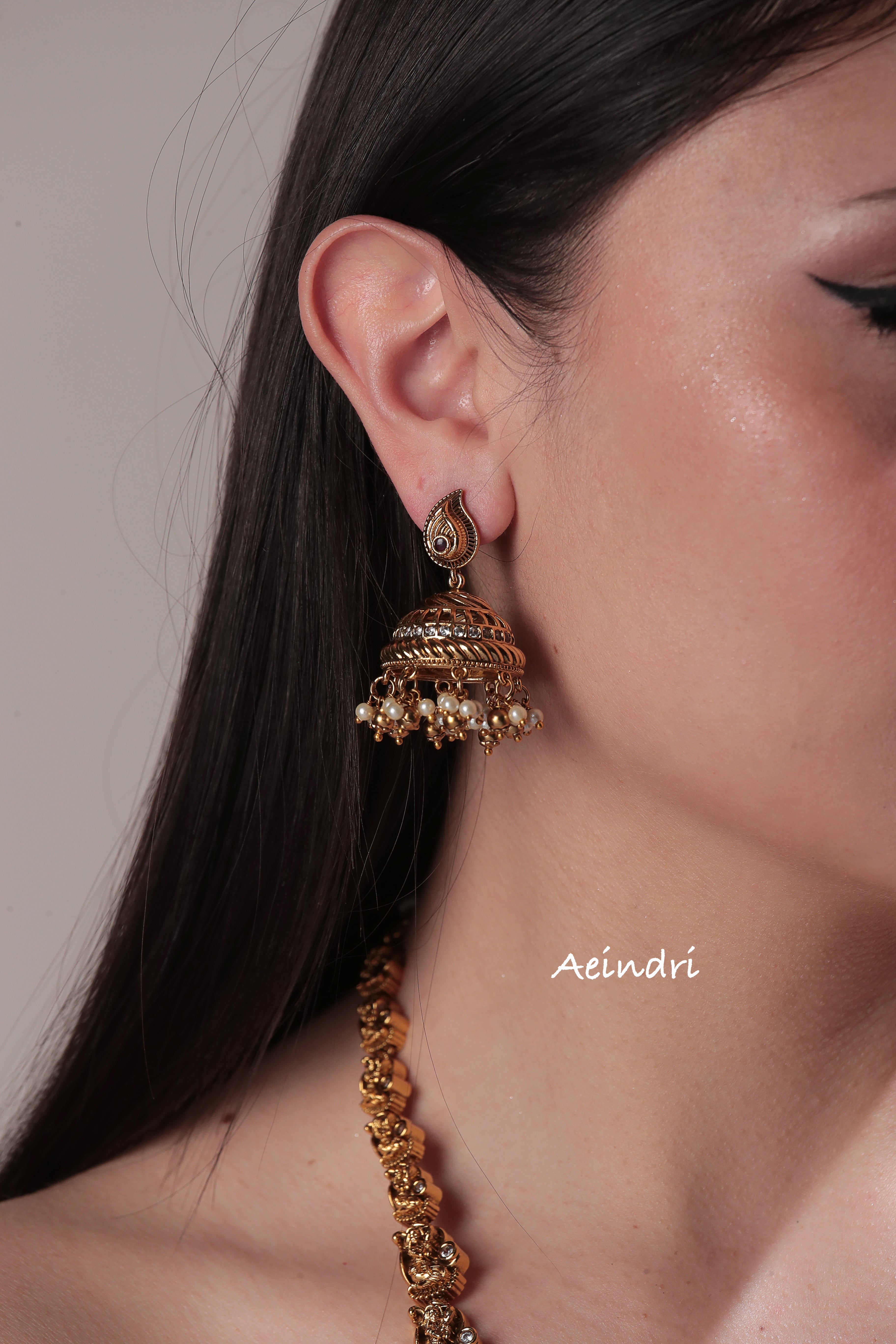 Royal Heritage Antique Necklace & Jhumka Set