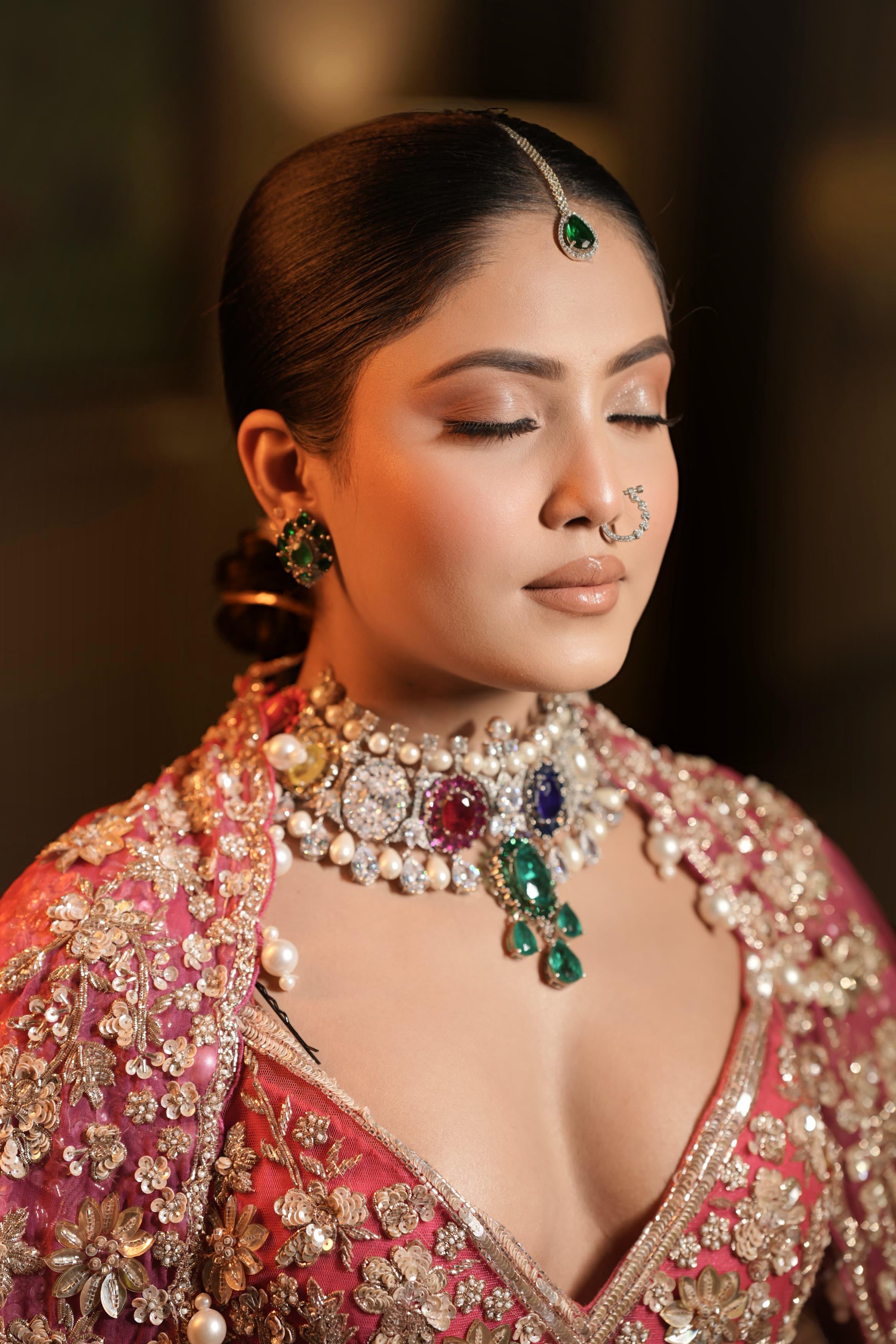 Aeindri Maharani Multicolor Bridal Choker Necklace