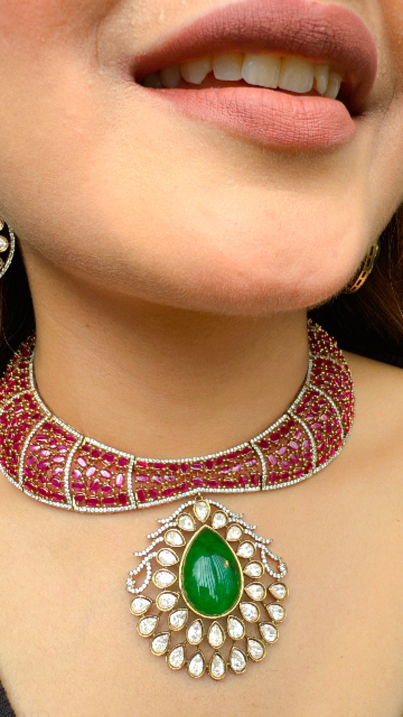 Designer Fine Moissanite Polki Ruby Emerald Choker Kundan Diamond Necklace Sabyasachi Jewelry Choker Premium Indian Bridal Jadau Jewelry