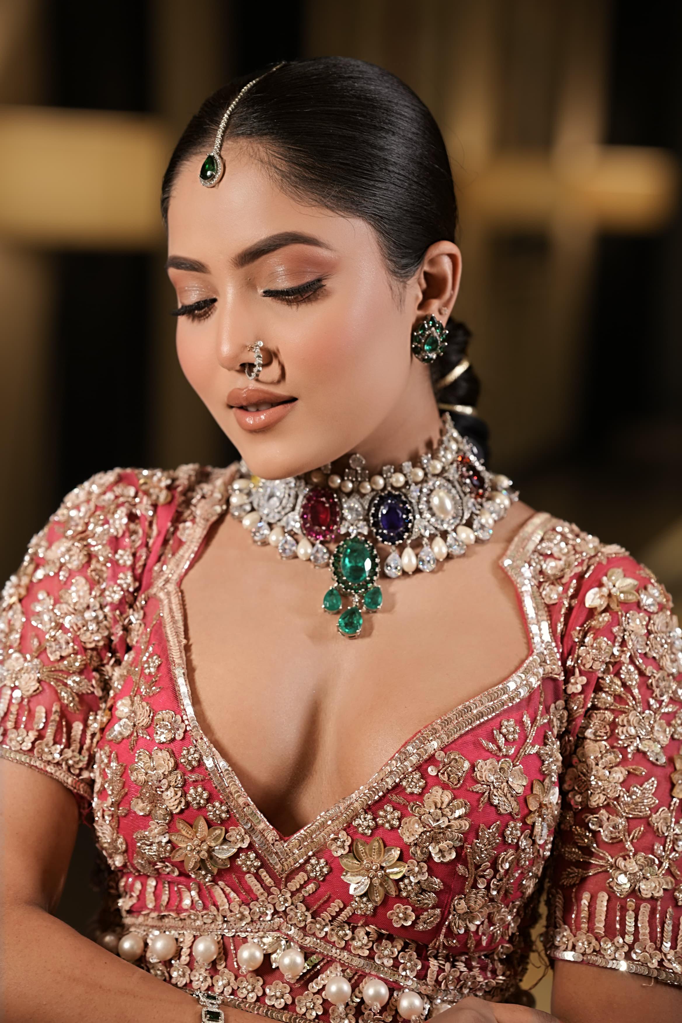 Aeindri Maharani Multicolor Bridal Choker Necklace