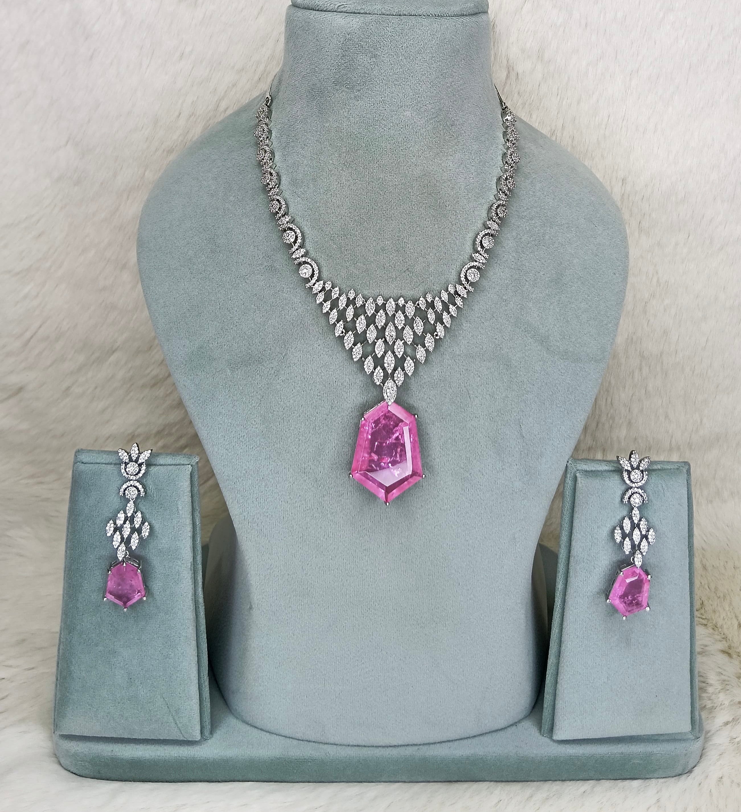 Women Rhodium-Plated Stone-St...