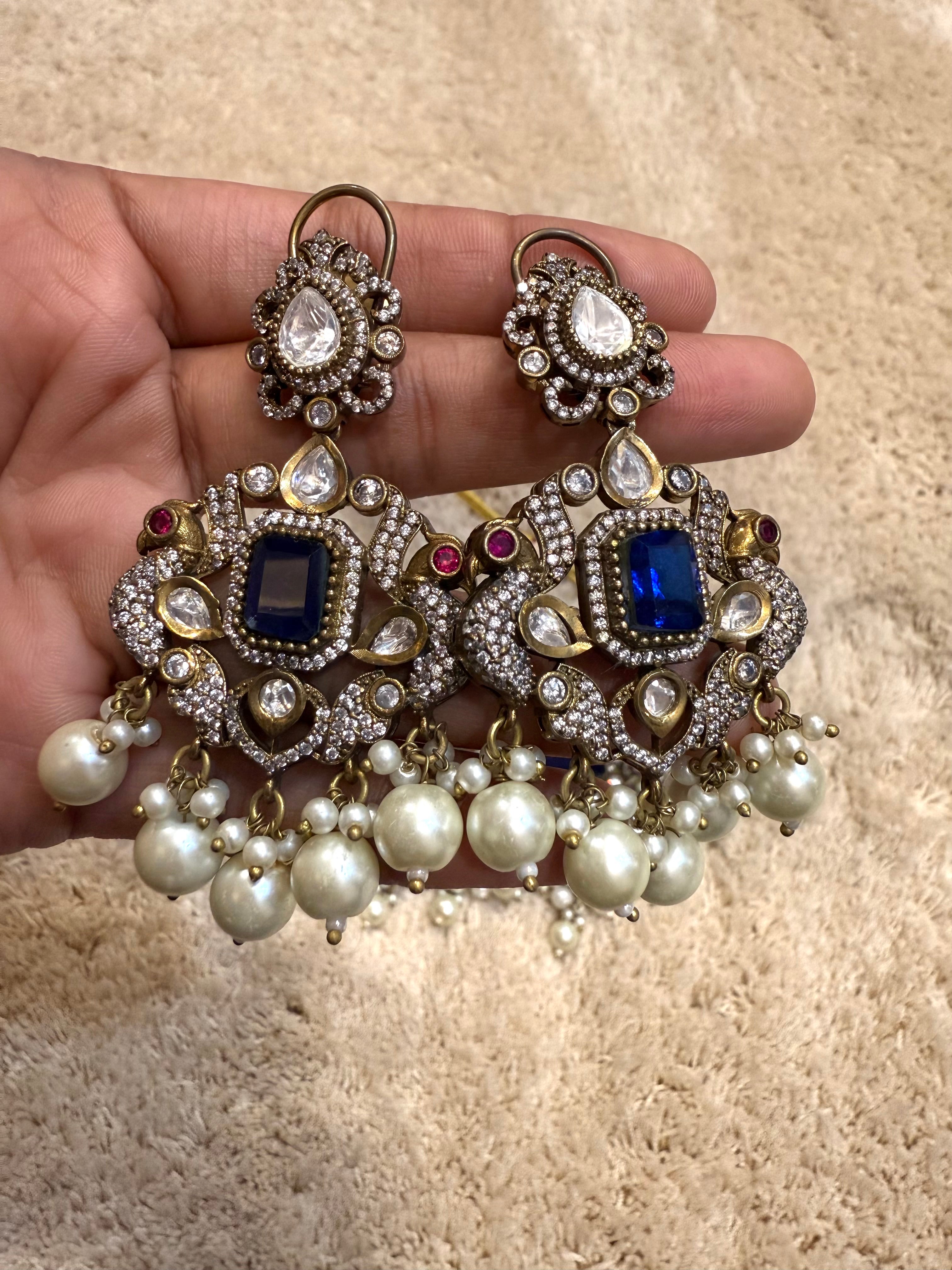 Blue Victorian Peacock Choker Necklace