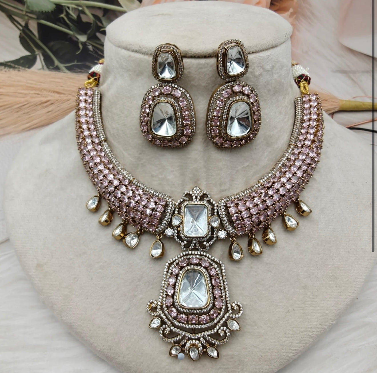 Moissanite Polki Premium Necklace Set