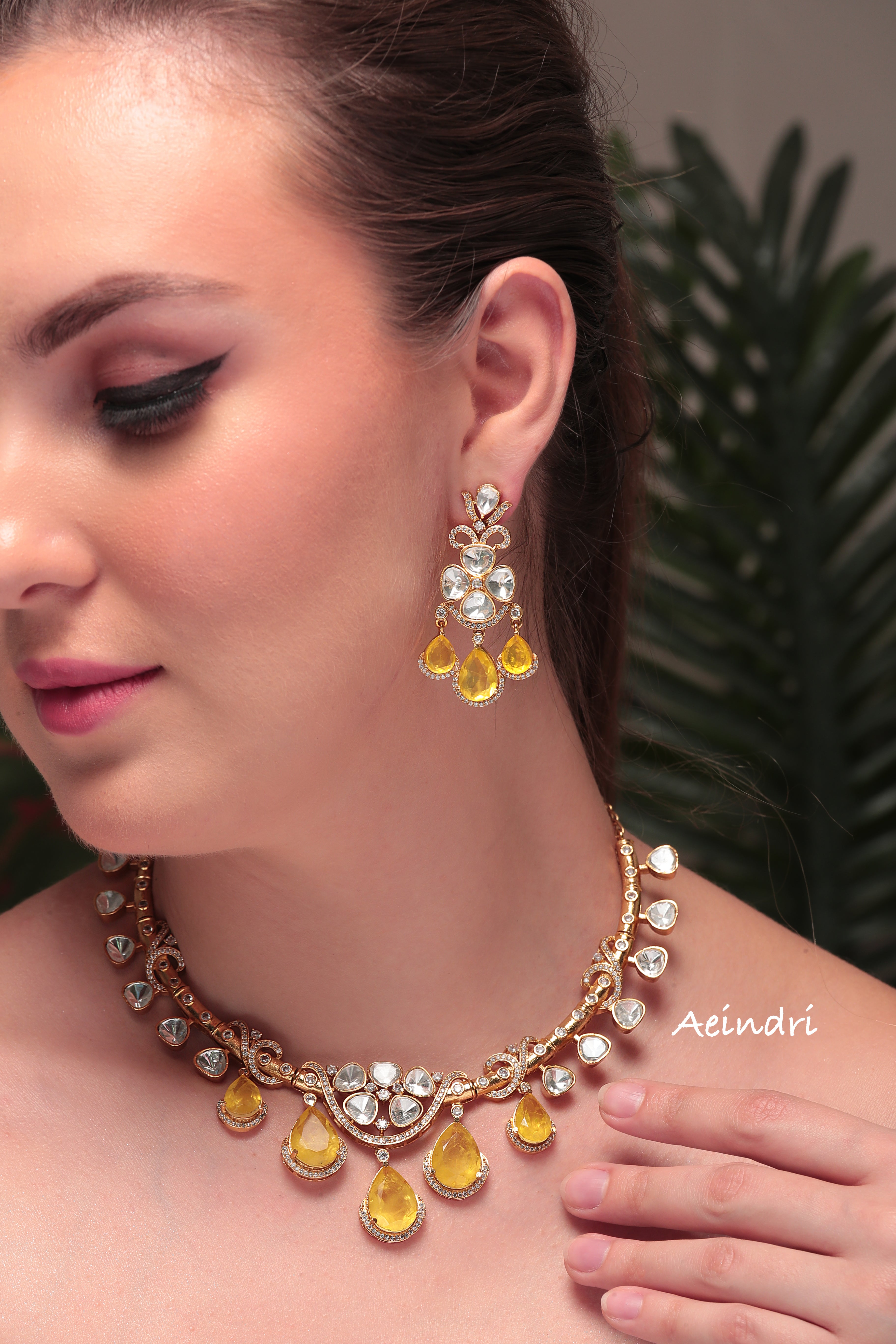 Royal Kundan with Yellow Gem Drops