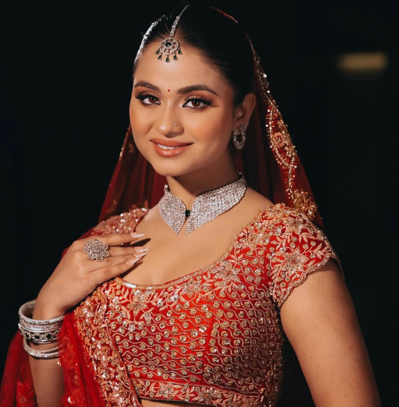 The Scarlet Sparkle Bridal Set – Aeindri Premium Jewelry