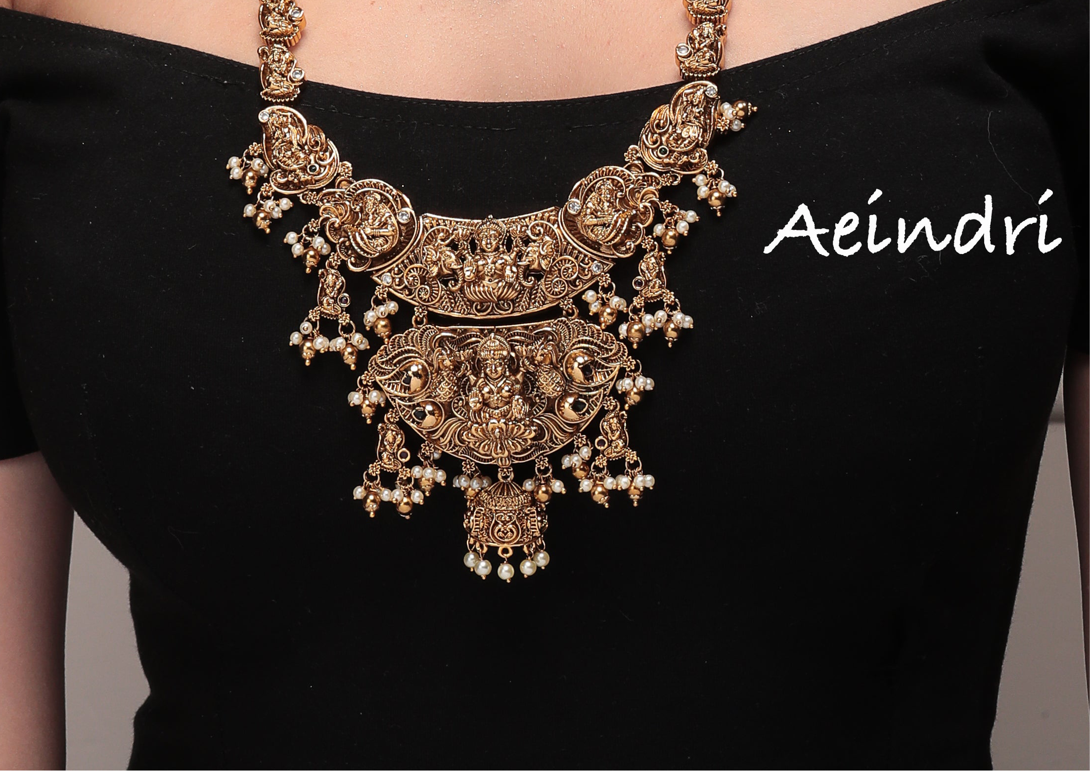 Royal Heritage Antique Necklace & Jhumka Set