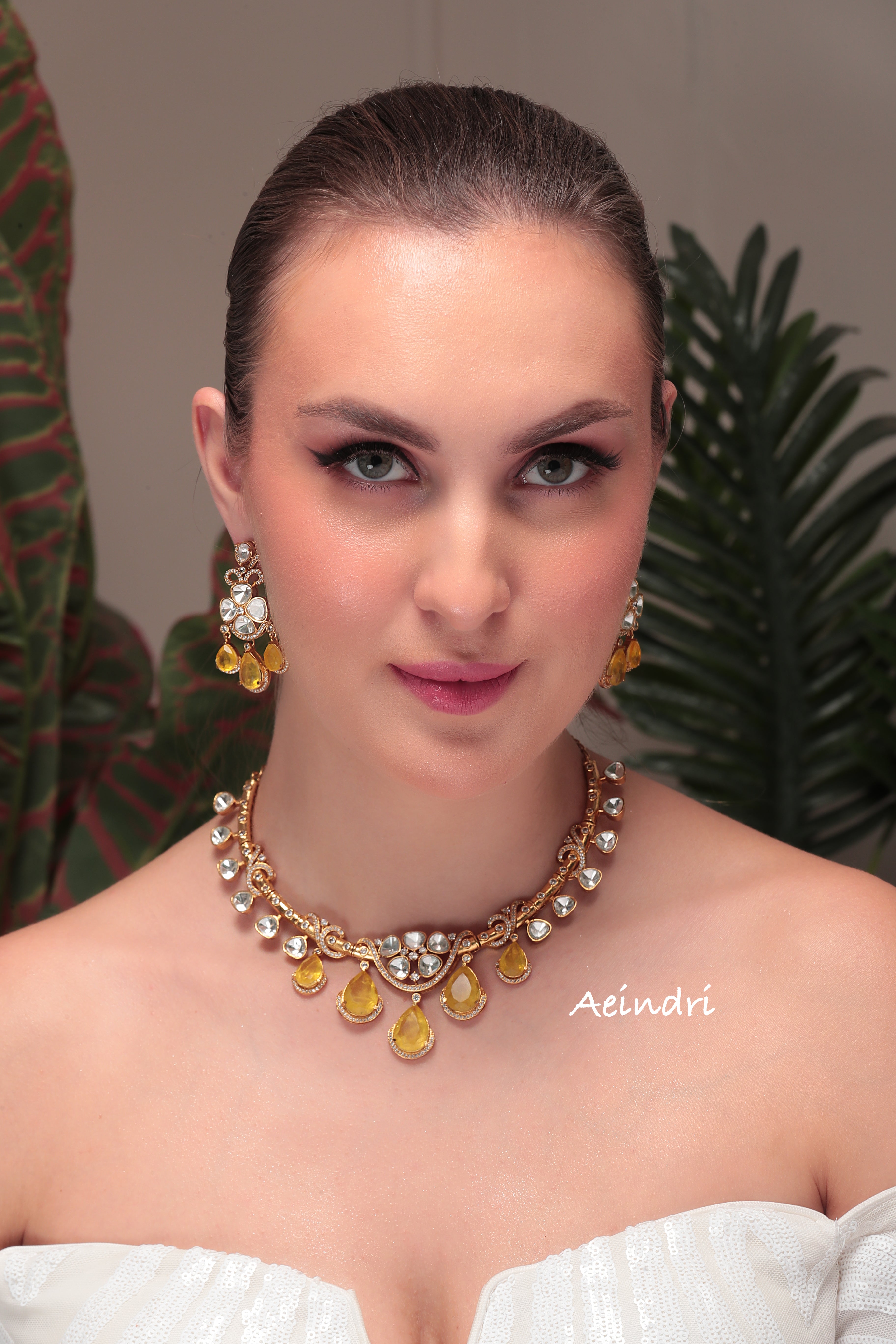 Royal Kundan with Yellow Gem Drops