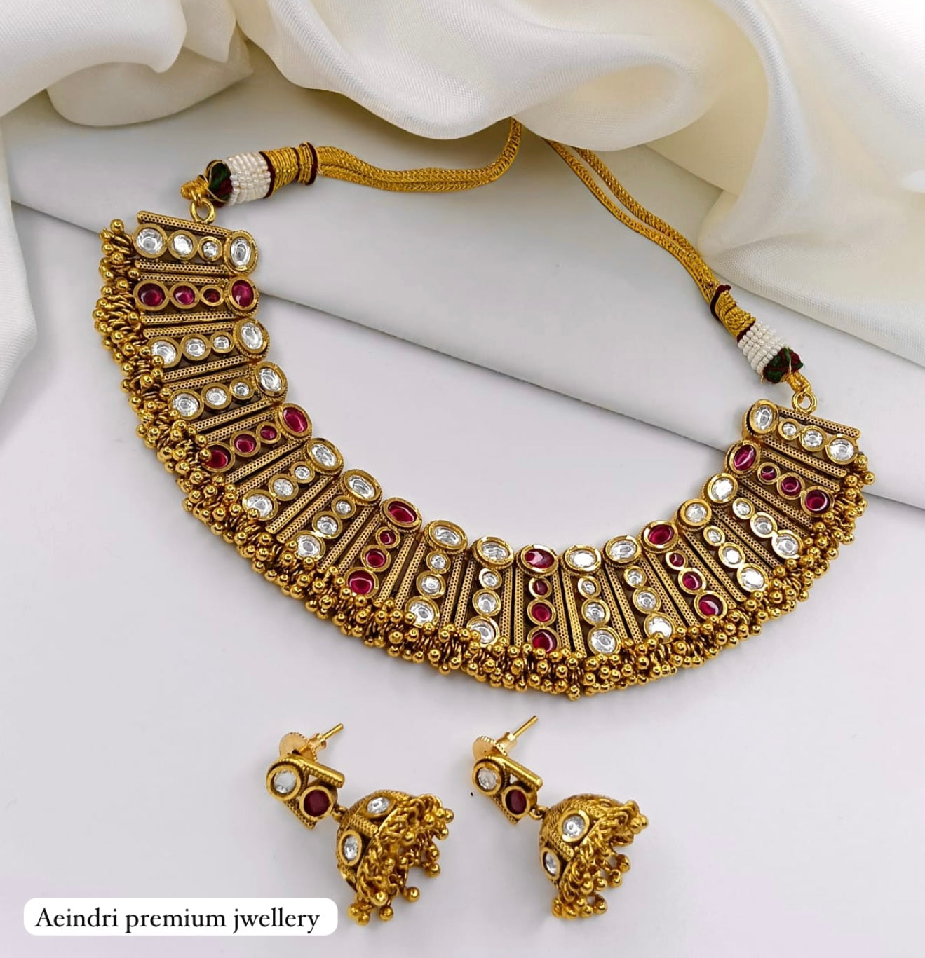 Royal Kundan Gold-Plated Choker Necklace Set with Earrings